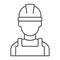 Builder thin line icon, engineer and man, construction worker sign, vector graphics, a linear pattern