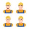 Builder worker at construction different emotions