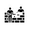 builders building wall glyph icon vector illustration