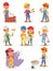 Builders kids vector set.