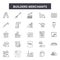 Builders merchants line icons, signs, vector set, outline concept illustration