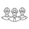 Builders team vector line icon, sign, illustration on background, editable strokes