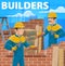 Builders working on house construction vector