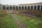 building and abandoned train line belonging to a train and carriage repair shop with turntable. Barreiro city