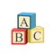 Building ABC block. Cartoon vector illustration. Baby toy pyramid, Playing wooden alphabet cube. logic game. Kid play developement