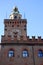 Building Accursio or Comunale and the clock tower in the town center in Bologna in Emilia Romagna (Italy)