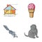 Building, animal and other web icon in cartoon style. Desert, rock icons in set collection.