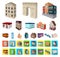 Building and architecture cartoon,flat icons in set collection for design.The building and dwelling vector isometric