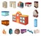 Building and architecture cartoon icons in set collection for design.The building and dwelling vector isometric symbol