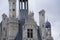 Building architecture details and the garden in Chambord Castle Chateau Chambord , the largest castle in the Loire Valley. A UNE