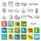 Building and architecture flat icons in set collection for design.The building and dwelling vector isometric symbol