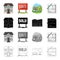 Building, architecture, office, and other web icon in cartoon style. Realtor, signboard, stand icons in set collection.