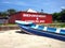 building on beach with welcome sign Brig Bay Big Corn Island Nicaragua