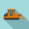 Building bulldozer icon, flat style