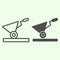 Building cart line and solid icon. Garden construction empty trolley outline style pictogram on white background. House
