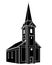 The building of the catholic temple, city hall or other vintage building - vector silhouette picture for logo or pictogram. House