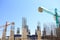 Building cement pillar in construction site with blue sky