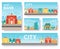 Building city information cards set. Architecture template of flyear, magazines, poster, book cover, banners