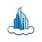 Building Construction on Blue Sky Cloud Clean Logo
