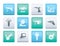 Building and Construction Tools icons over color background