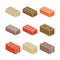 Building and contruction materials icons - colorful bricks on white background