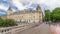 Building of Cour de cassation and traffic on Saint-Michel bridge timelapse in Paris, France