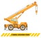 Building crane truck. Heavy equipment and machinery. Construction machine. Vector illustration.