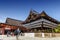 Building of a dance stage with hundreds of lanterns at Yasaka or Gion Shrine