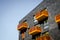 Building de Hele Kolen in Groningen city, nice architectural building with orange balconies