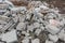 Building demolition demolished ruin stone and bricks rubble debris pieces