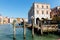 Building of empty openair seafood market Mercato di Rialto in Venice.