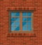 Building facade. Classic window in brick wall.