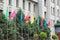 Building facade and flags