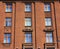 Building facade front view of historic city housing