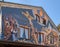 Building facade with Lueftlmalerei mural paintings Bavarian three dimensional painted frescoes that depict of Jesus Christ on