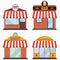 Building facade with signboard set - Steakhouse and Grill Meat Restaurant, Beer Bar, Bakery shop, Fast Food. Vector.