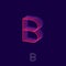 Building flat logo. B letter. Pink and violet B emblem for building business on dark background.