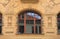 building with floral decoration and window, Prague, Czech Republic