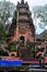 Building fragment in authentic style. Ancient architecture of Indonesia.