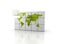 Building a green world. 3D cubes and green world map on cubes building blocks
