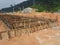 Building ground beam under construction at the site using timber plywood as the formwork.