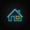 Building, home neon vector icon. Vector transparent background