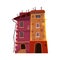 Building house, historic, old architecture, city, urban business, restaurant inside the private building concept. Vector