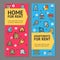 Building House or Home and Apartment for Rent Flyer Banner Posters Card Set. Vector
