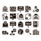 Building House Sale Glyph Icons Set Vector