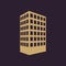 The building icon. Apartment and skyscraper, townhouse, house symbol. Flat