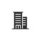 Building icon in flat style. Town skyscraper apartment vector illustration on white isolated background. City tower business