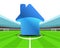 Building icon in the midfield of football stadium vector