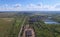 building and infrastructure of an old abandoned thermal power plant. view from above