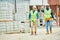 Building inspectors walking on construction site